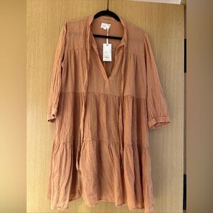 Honorine Giselle Ruffled Tiered Gauze Cotton Mini Dress Small S